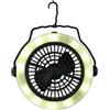 BAKAJI Lampada Ventilatore da Tavolo 2 Livelli di Potenza con 12 LED Bianco Caldo Luce per Tenda Campeggio Portatile Base a Maniglia Girevole e Gancio a Scomparsa Alimentazione a Batteria 17x47cm