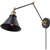 TZSMUM Vintage Industriale Applique da Parete Estensibile a Lungo Braccio Girevole 270° Lampada da Parete Lampada a Muro con cavo Interruttore Per Soggiorno Camera da Letto Ristoranti (Nero,1 Pezzi)