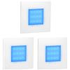 ledscom.de 3 LED luce per scale/apparecchio da incasso FEX per interni ed esterni, angolare, bianco, 85 x 85 mm, blu