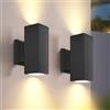Aigostar Lampada da Parete Esterno Impermeabile IP65, GU10 Alluminio Up Down Lampada da Parete Esterni, Applique Moderna Esterno per Portico, Corridoio, Terrazza, Nero, Confezione da 2