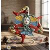 Generico Trinacria in ceramica Siciliana di Caltagirone realizzata a mano, decorazione artigianale (Rosso, 18 CM)