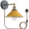 LEDSone Lampada da parete 1 lampadina E27 vintage lampada da parete in design industriale lampada retrò metallo nero paralume per interni loft lampade da parete (Giallo)