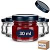 gouveo Set da 48 barattoli per conserve mini (0,03 l) con tappo Twist-Off TO 43 nero opaco, vasetti in vetro per spezie, erbe aromatiche, marmellata e conserve (EGR030SZBS)