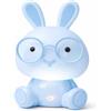 VIRTIME Lampada da Tavolo LED Touch, Lampada per Bambini Ippopotamo e Coniglietto, Ricaricabile USB-C, Luce Notturna Dimmerabile 3 Intensità Bianco Caldo (Azzurro, Coniglio)