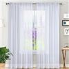 GAIFNAG Tende Finestre Voile, Lino Tende Finestre 50 x 210 cm Morbide Tinta Unita Tenda Isolante, Vari Colori Tende Cucina, Tende da Cucina Ricamate per Porta Finestra, Decorazione, Bianco