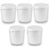Silplast Secchio con coperchio, e: bianco, 5 x 30 litri, impilabile, per latte/scorte, miele, in plastica adatta al contatto alimenti, a norma alimentare farina, acqua, pezzi