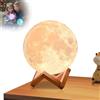 Generic Lampada lunare, lampada da comodino USB con tempistica stampa 3D Luce notturna luna 16 colori con supporto in legno remoto e controllo touch per lei per le sue bambini uomini compleanno 15cm