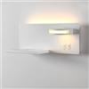 Winlams Lampada da Parete LED Moderna Ricarica Wireless e USB 30 cm x 12 cm Luce Notturna Orientabile per Camera da Letto Rotabile Applique Luce Notturna Illuminazioni per Pareti Bianco (A destra)