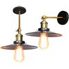 iDEGU Set di 2 plafoniere industriali, lampada da parete vintage design regolabile in metallo retrò illuminazione a sospensione E27 per camera da letto soggiorno cucina (nero - B, 220 mm)