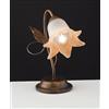Generico Lumetto, lampada da comodino, abat jour classico in ferro battuto marrone e oro 1 luce per salotto, soggiorno, cameretta, camera da letto, LGT Anastasia