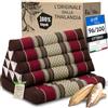 livasia Cuscino Thai 1 segmento - 75x50x8cm - Cuscino Triangolare Cuscino per sedersi, Cuscino a Cuneo kapok, Cuscino per la Schiena Pieghevole, materassino Thai, Fatto a Mano (Bordeaux)