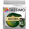 GEVALIA Tassimo Jacobs Krönung XL, Arabica, Capsule Caffè, Caffè Tostato Macinato, 16 T-Discs