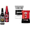 Bombeer PARTITA MILA.N VS JUVENTU.S 2 Bottiglie da 33cl + 2 Patatine da 25gr - 1 Bottiglia e 1 Patatina per Squadra - Birra Originale By Christian Vieri - Puro Malto Bottiglie di Vetro - Made in Italy