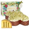 Pasticceria Fraccaro 1932 Colomba al Pistacchio Artigianale, 750gr - Pasticceria Fraccaro 1932, Farcita con Crema al Pistacchio, Glassata con Cioccolato Bianco e Scagliette, Impasto con Lievito Madre - Linea Gift Box