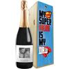 Bottle-Up Regalo festa del papà - Prosecco DOC personalizzato e cassa legno - Idea regalo uomo, festa del Nonno, compleanno papà (Hero Dad, Foto e dedica)
