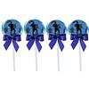 irpot 12 Lecca Lecca Spirale da 30gr + 12 Targhette/Toppers per Festa a Tema (Festa Nero Azzurra)