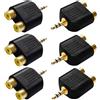 KUOQIY 6 Pezzi 3.5mm a RCA Splitter Adattatore, 3.5 mm Stereo Maschio a 2 RCA Femmina Jack Audio Adattatore Sdoppiatore, Placcato Oro