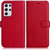 DENDICO Cover per Galaxy S21 Ultra, Premium Portafoglio PU Custodia in PU Pelle, Flip Libro TPU Bumper Caso per Samsung Galaxy S21 Ultra, Rosso