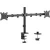 Maclean Supporto da tavolo Maclean per 2 monitor, VESA 75x75 e 100x100, 17-32, 2x 9 kg, MC-754N Inclinazione Rotazione +180° -180° Passacavi