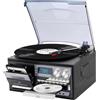 JORLAI Giradischi Vintage 9 in 1 con Bluetooth, 3 Velocità, Lettore CD e Cassette, Radio AM/FM, Codifica USB/SD, Ingresso AUX e Uscita RCA