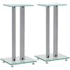 vidaXL 2X Supporti Altoparlanti Vetro Temperato a Colonne Argento Stand Casse