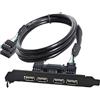 chenyang Pannello frontale a 4 porte USB 2.0, 9 poli, 2 connettori su 4 prese USB 2.0, alloggiamento posteriore, cavo di prolunga da 30 cm, con supporto per slot PCI-E da 120 mm