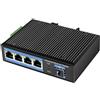 LogiLink Switch industriale Gigabit Ethernet, 4 porte 1000 Mbit/s + SFP a 1 porta (per backbone in fibra ottica)