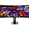 MSI MPG 341CQR QD-OLED X36 - Monitor Gaming 34" UWQHD (3440x1440, 1800R), 5ª gen QD-OLED, 360Hz, 0,03ms, HDR Customization, Adaptive-Sync, KVM, HDMI 2.1, DP 2.1, USB-C (98W PD), AI Vision, colore Nero