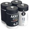ANSMANN 4x Batterie ricaricabili stilo Mono D - 8500 mAh 1,2 V NiMH - Pila a ricarica veloce - fino a 1000 cicli di ricarica eco-friendly