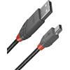 Lindy Cavo USB a Mini USB 2.0 A/B, Anthra Line 2 Metri, Cavetto con Trasferimento Dati di 480Mbps, Compatibile con TV, Monitor, Tablet, Laptop, Camera, Cavo di Ricarica, Nero