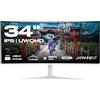 JapanNext Monitor Curvo Bianco 34 IPS UWQHD (3440x1440) | HDR & KVM | Ricarica via USB-C (65W) Altezza regolabile Altoparlanti integrati | G-Sync/FreeSync | JN-IPS34Q-HC6-W