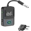 Yexal Bluetooth 5.3 Adattatore Trasmettitore, 2 in 1 Ricevitore Trasmettitore Bluetooth, Doppia Connessione, Bassa Latenza, Trasmettitore Jack AUX da 3,5 mm Supporta 2 Cuffie Compatibile con TV,Aereo,Auto