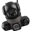 LICAEVEY Telecamera di Sicurezza Wireless Solare con Tripla Lente per V380 PRO 3240x1920, Tripla Lente Senza Punti Ciechi, Rotazione PTZ 2MP HD, Conversazione Bidirezionale IP66,