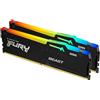 Kingston FURY Beast Nero RGB 64GB (2x32GB) 6400MT/s DDR5 CL32 DIMM Memoria Gaming per Computer Fissi Kit da 2 AMD EXPO/ Intel XMP - KF564C32BBEAK2-64