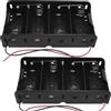 LUORNG Confezione da 2 porta batterie a 4 slot D di grandi dimensioni a 1 cella 4 x 1,5 V con cavi, senza coperchio, senza slot per interruttore, nero