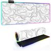 FANSU Tappetino Mouse XXL, Astratto 14 Modalità Luce LED Tappetino Mousein Gomma Antiscivolo, RGB Mousepad Durevole per PC, Laptop e Giochi Competitivi (Bianco,900x400x4mm)