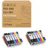 MyllNew Cartucce D'inchiostro TS6350 PGI-580 CLI-581 Compatibili Con Le Stampanti Per TR7550, TR7650, TR8550, TS6150, TS6151, TS6250, TS6251, TS6350, TS6351, TS705, TS8150, TS8151 6 Color Set x 2
