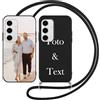 Yoedge Cover con Cordino per Samsung Galaxy S24 5G 6,2 Personalizzata, Nero Custodia con Laccio Collana Custodie Personalizzabile con Foto Testi Immagine Personalizzate Custom per Samsung S24 Case
