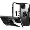 SORAKA Cover Trasparente per iPhone 13 con Supporto anello,Cover Acrilico trasparente Custodia iPhone 14 con piastra metallica per Supporto Auto Smartphone Magnetico