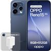 OPPO Reno15 5G Smartphone Sbloccato, 8+512GB, Ritratto Telefoto Vibe 3.5x, Display AMOLED 6.59 HDR10+, Batteria 6500mAh, Snapdragon 7 Gen 4, IP69, Twilight Black (Include Caricatore 80W SUPERVOOC)