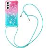 VooDirop Custodia per cellulare con catena compatibile con Samsung Galaxy A54 5G, custodia gradiente glitter liquida con cinturino e catena, custodia protettiva morbida, flessibile, trasparente, in