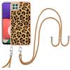 SNCLET Custodia per Samsung Galaxy A22 5G Telefono Custodia con Cordino TPU Edges PC Back Antiurto Anti Scratch Cover con Lanyard Collana Staccabile Protettiva Case per Samsung A22 5G,Leopard Motivo