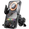 Getdoublerich Caricabatterie da auto wireless da 15 W e supporto per telefono, supporto caricabatterie da auto wireless, bloccaggio automatico, installazione presa d'aria (argento)