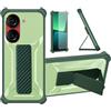 Aroepurt Custodia per ASUS Zenfone 10 Coque Custodia Case Ibrida [Con protezione dello schermo in vetro temperato] [supporto magnetico pieghevole] [resistente alle impronte digitali smerigliato] verde