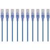 Monoprice Cavo patch Ethernet Cat6A antigroviglio, RJ45, 550 Mhz, 7 G, UTP, filo di rame puro nudo, 30 AWG, confezione da 10, 2,1 m, blu, serie SlimRun