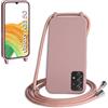 WenBaby Cover Compatible con Samsung Galaxy A35 5G,Cellulare Girocollo Custodia con Cordino TPU Corda Silicone Case Bumper per Samsung Galaxy A35 5G Custodia, Rosa sabbia