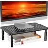 Techly 100938 Supporto per Monitor Ergonomico Regolabile con 3 Altezze in Metallo Nero Nero