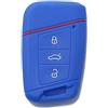 Lage [Portachiave] Guscio in Silicone Cover Chiave per Telecomando Volkswagen Magotan Passat B8 e Skoda Superb Kodiaq A7 3 tasti (vedere compatibilità nelle foto) (BLU)