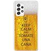 Personalaizer Custodia compatibile Samsung Galaxy A52 (4G / 5G) - Galaxy A52s 5g - Design Retro Birra con Frase Keep Calm and Pomodoro una canna - Cover in silicone TPU flessibile trasparente