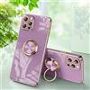 Tybiky custodia per iPhone 12 Mini, in morbido silicone, con anello a 360 gradi per supporto magnetico per auto, cover in TPU, sottile, resistente agli urti e ai graffi, colore lilla